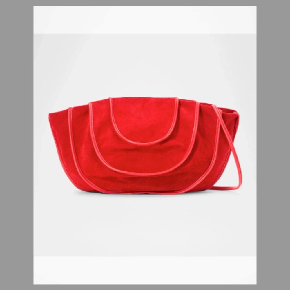 Staud NWT Wells Convertible Shoulder BAG/ Clutch Suede Red Rose (ORIG. $395)
